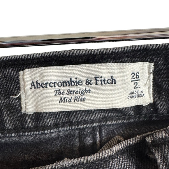 Abercrombie & Fitch Mid Rise Straight Jean, Dark Gray, Size 26/2L - Picture 7 of 10